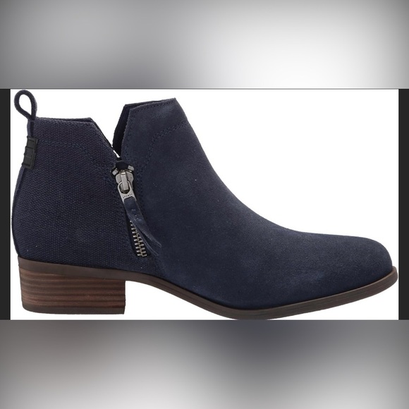 TOMS Women's Dahlia Ankle Boot in Navy Suede/Heritage Canvas - Picture 5 of 6
